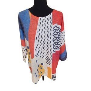 Atelier 5 Womens Colorful Lightweight Knit Pullover Top Small